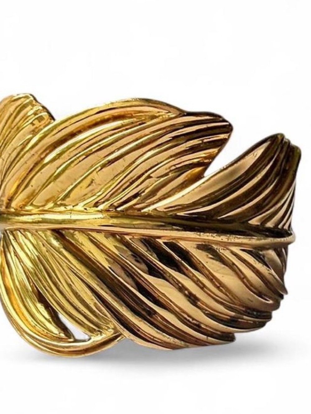 Stella & Dot Retired Secret Garden Leaf Feather Open Bangle Bracelet